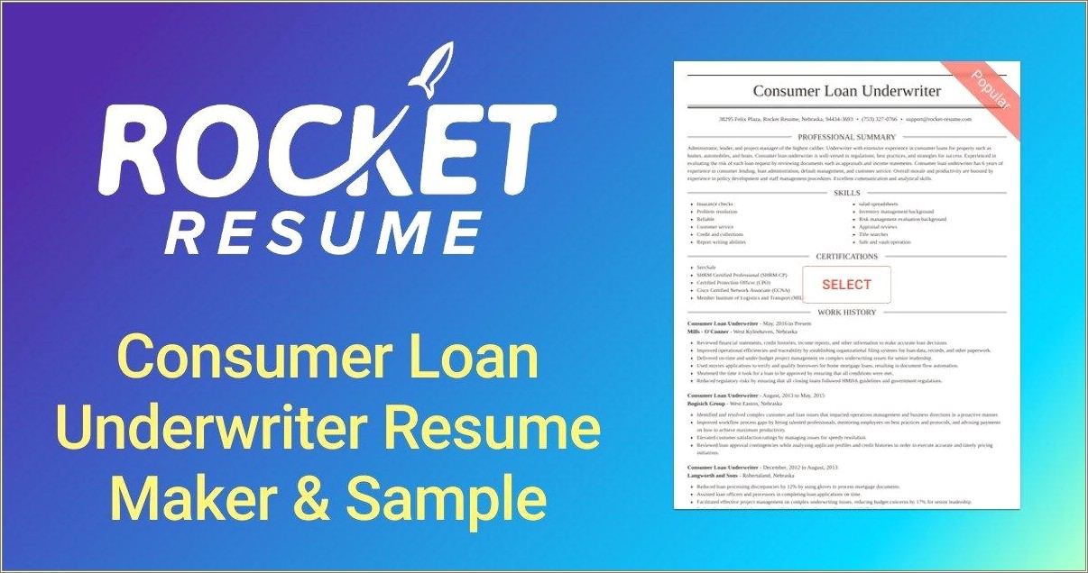 Loan Underwriter Job Description For Resume
