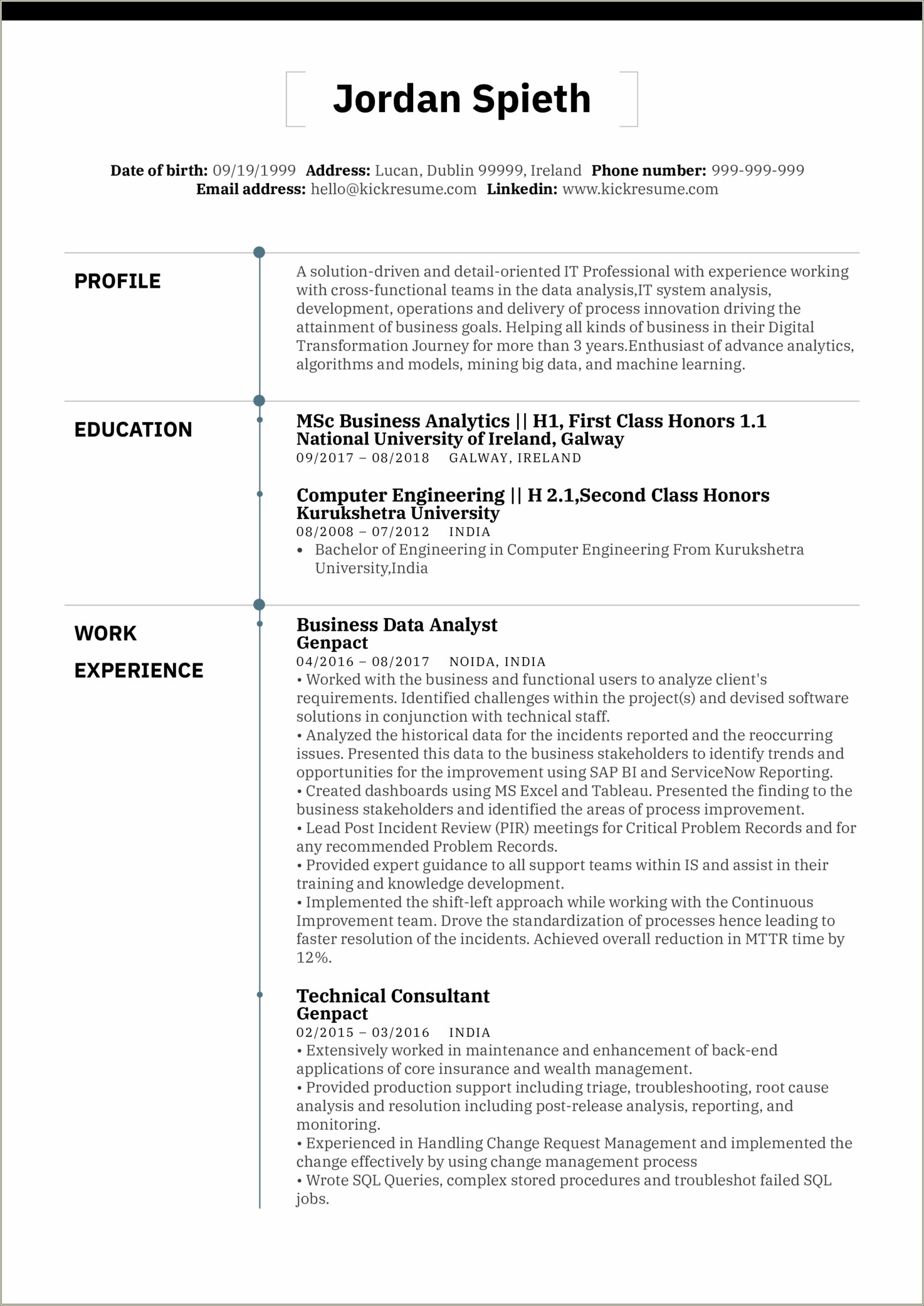 Management Systems Analyst Resume Sample Example
