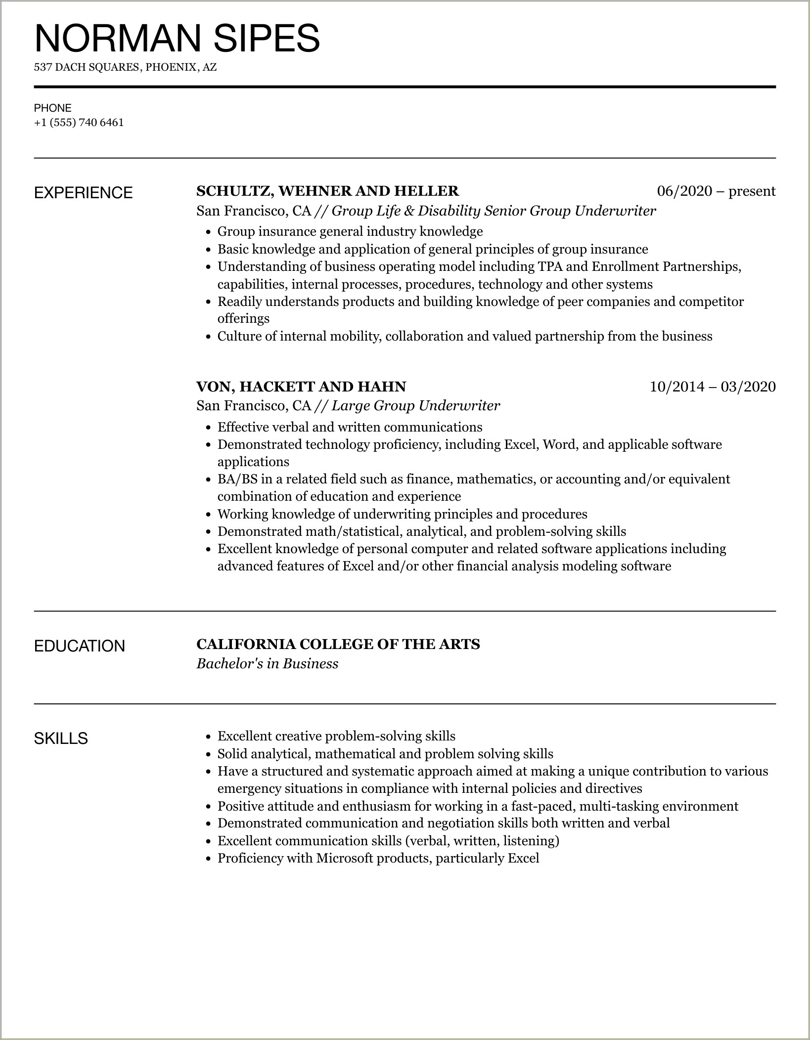 Medical Underwriter Job Description For Resume