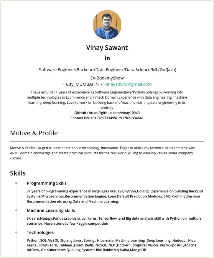 Net Developer With Mongo Db Sample Resume