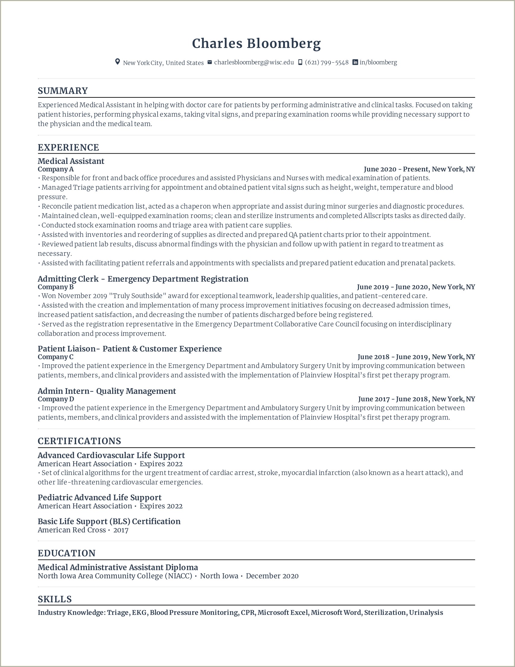 New Medical Office Assistant Resume Sample