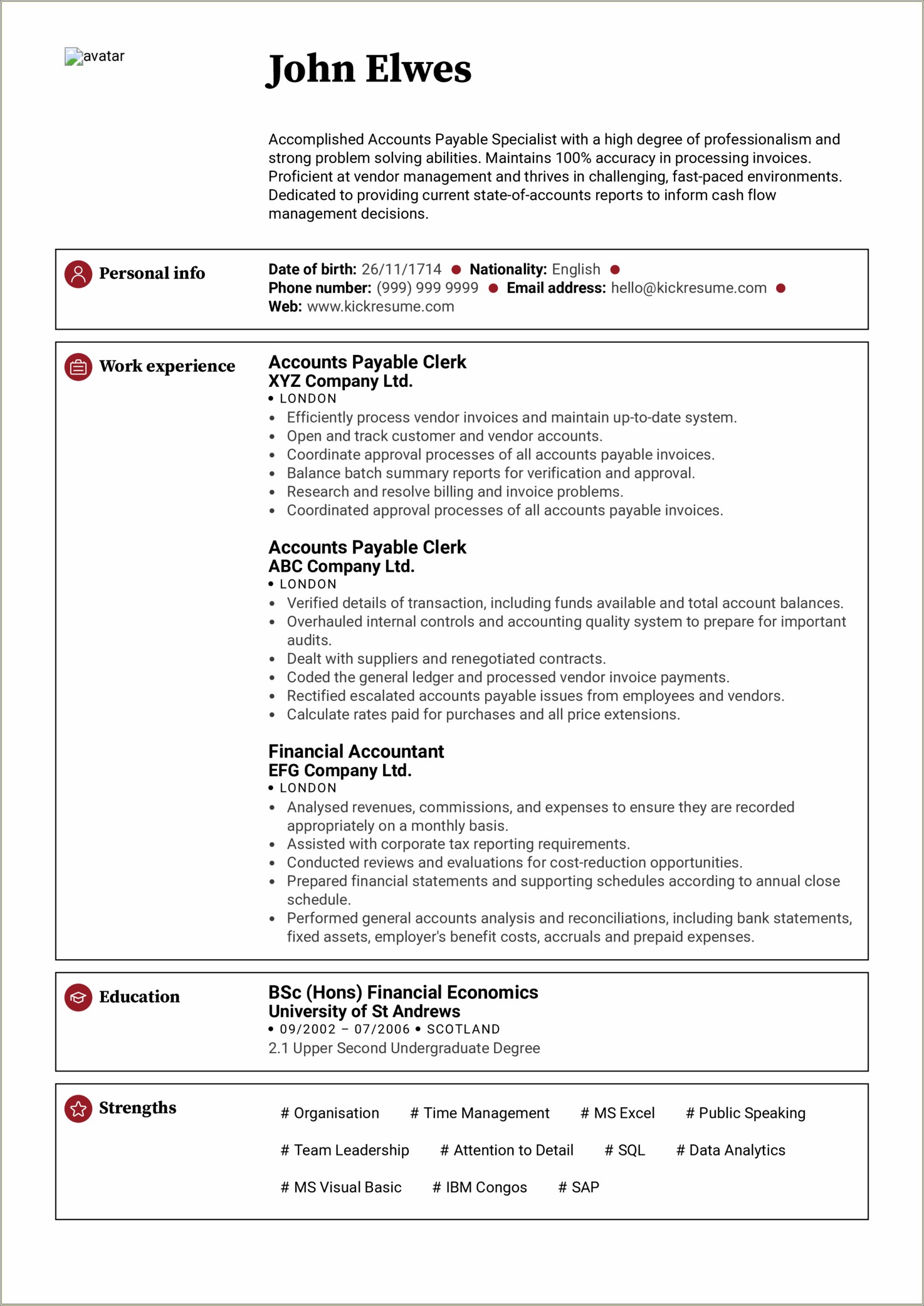 Number One Finance And Accounting Resume Template