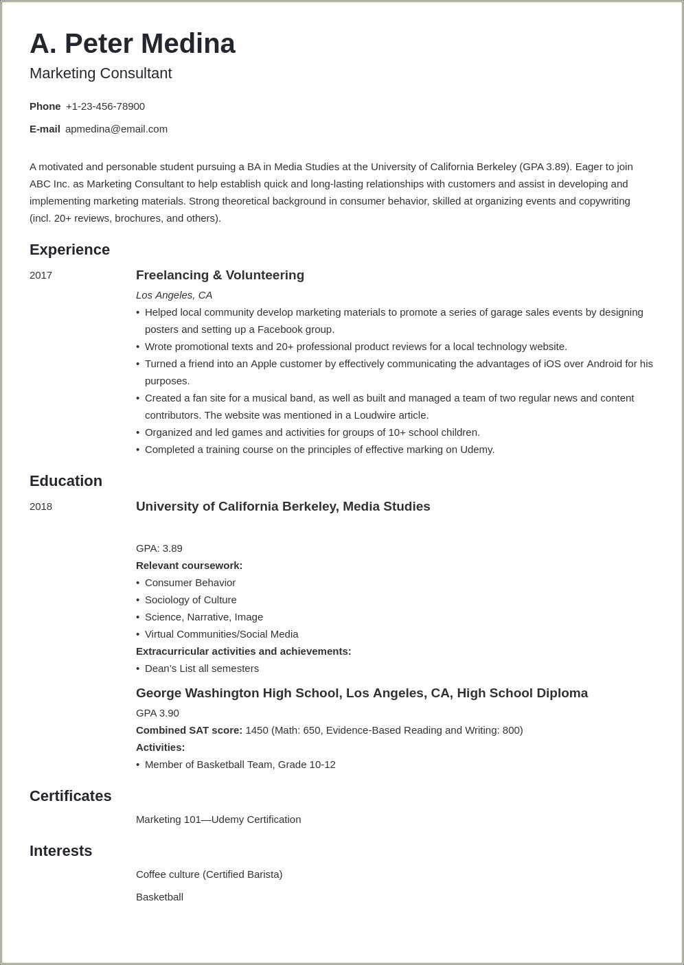 Objective Examples For A Resume Entry Level