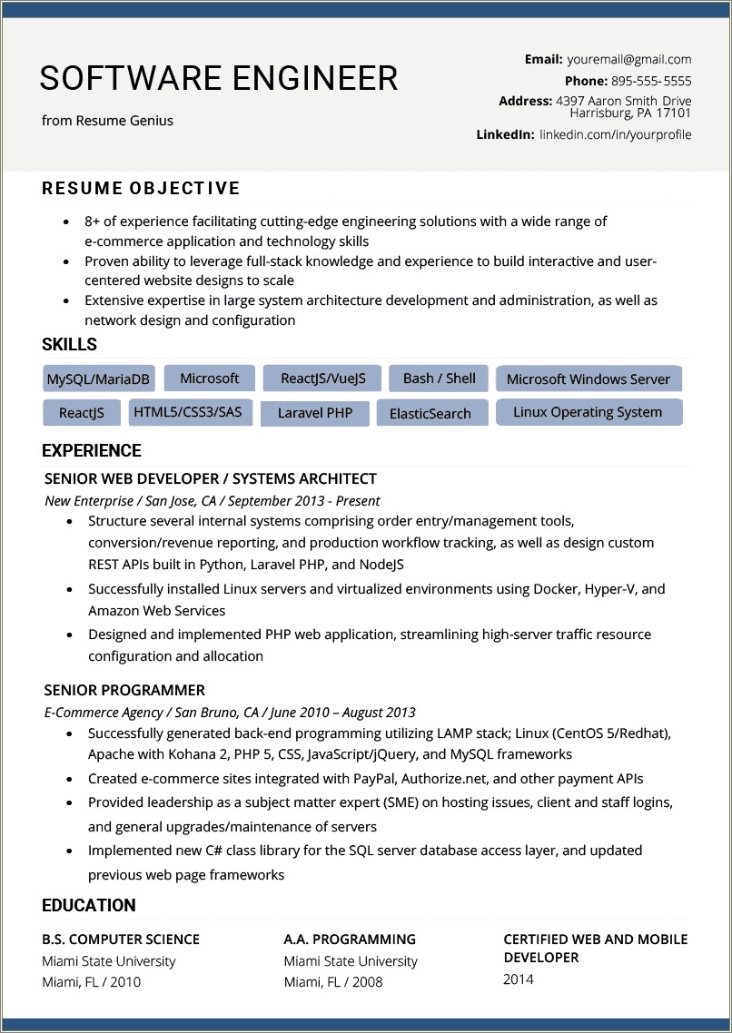 Objective For Resume For Computer Science Engineers