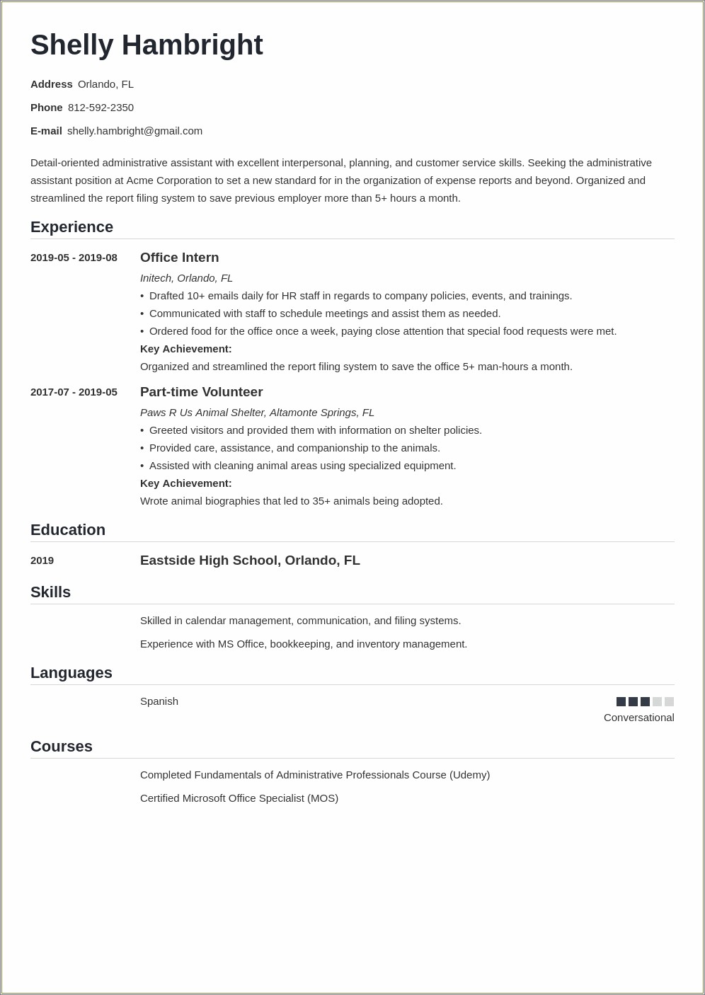 Office Assistant Resume Sample Pdf Template