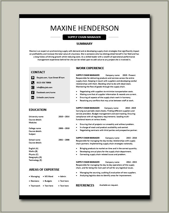 Pharmacuetical Supply Chain Manager Resume Pdf