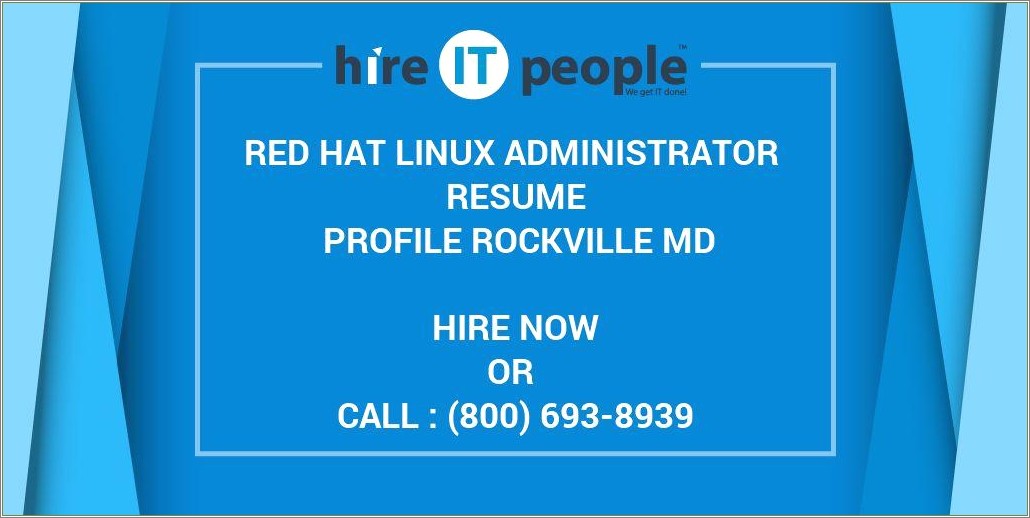 Red Hat Linux Administrator Sample Resume