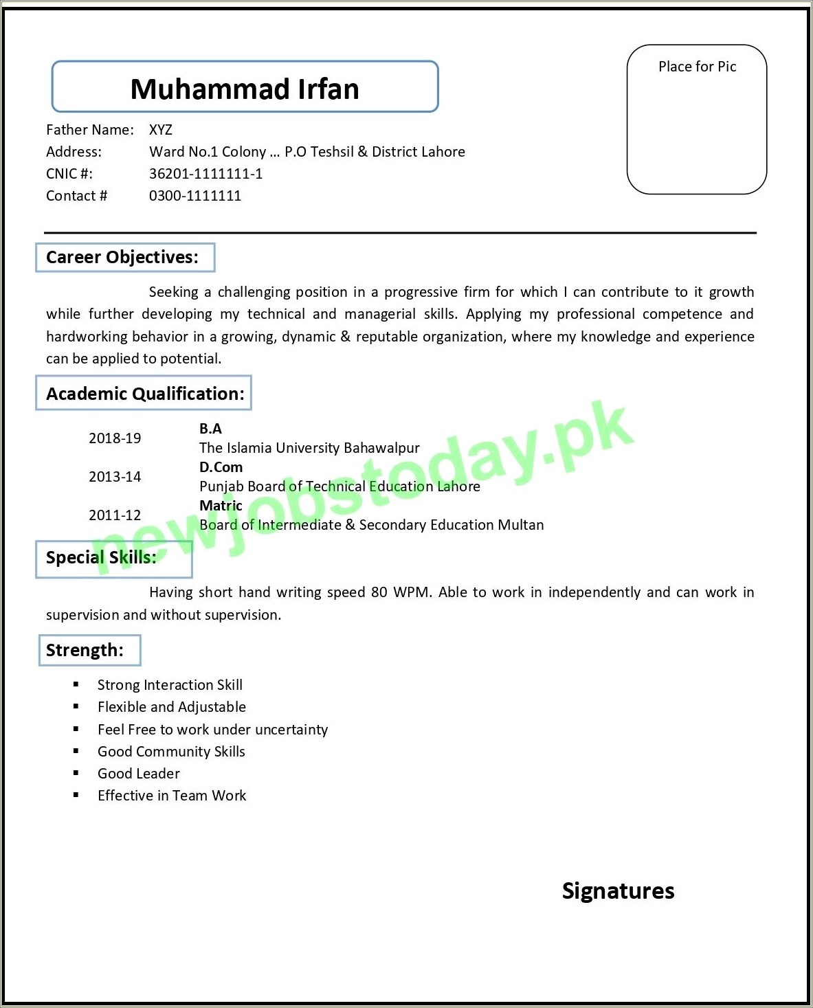 Resume For Bank Jobs For Freshers Pdf