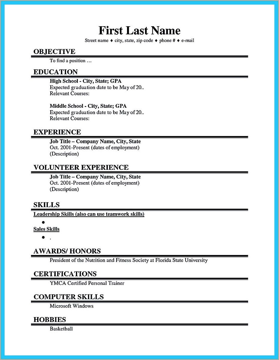 Resume For College Student With Little Work Experience