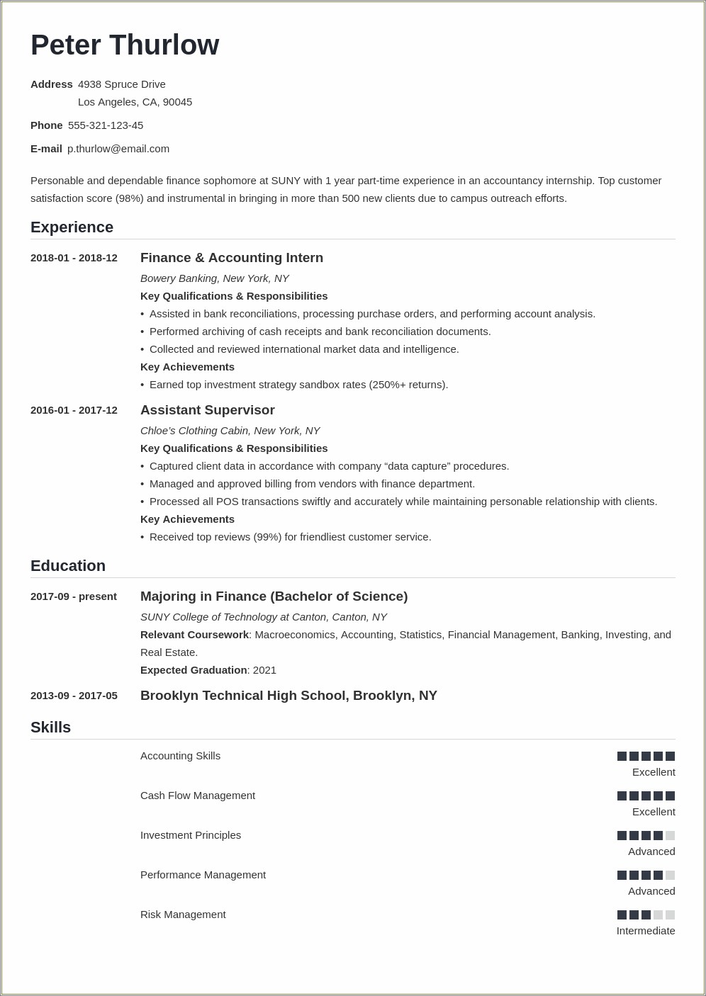 Resume For College Student With Work Experience