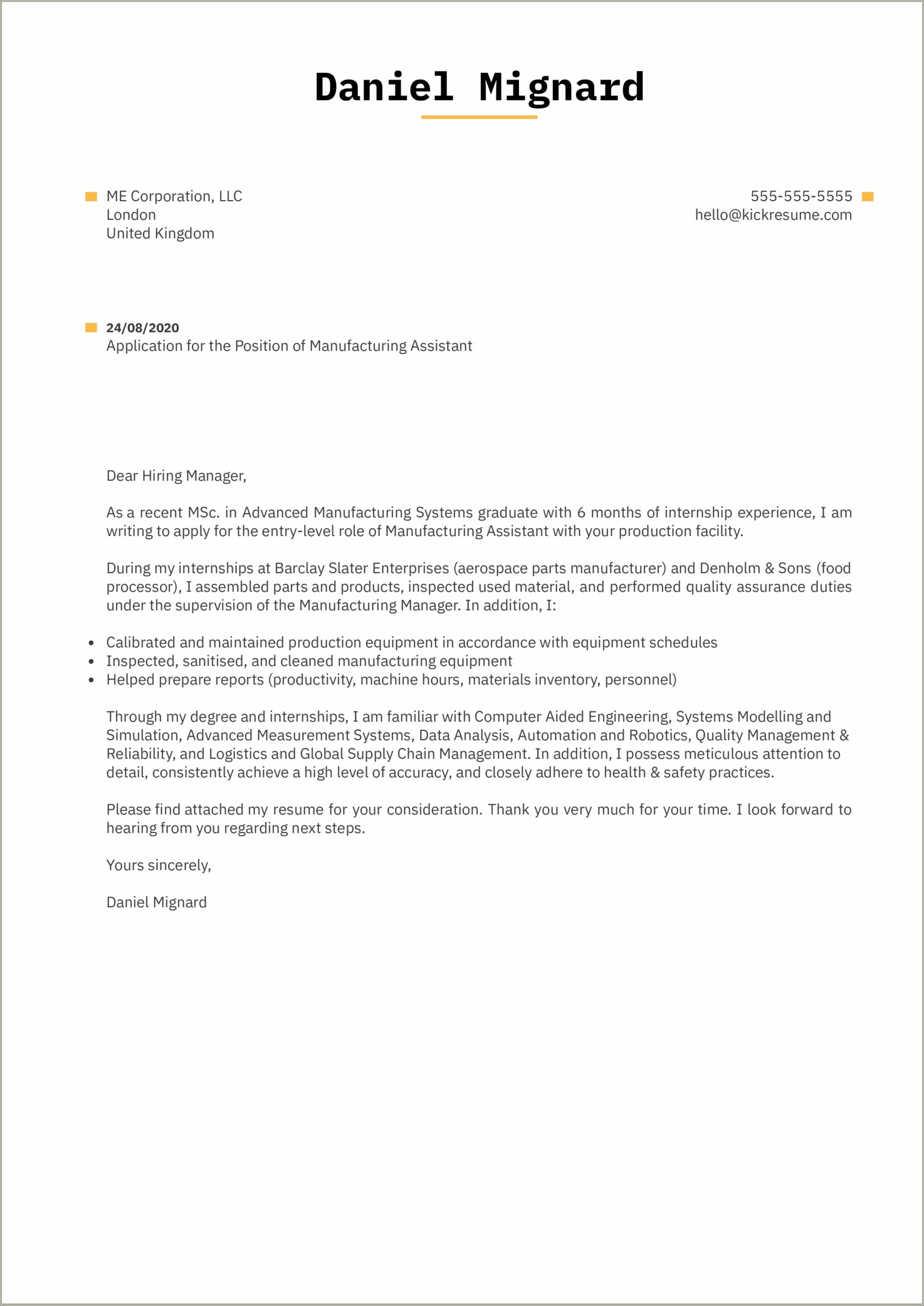 Resume For Supply Chain Management Intern