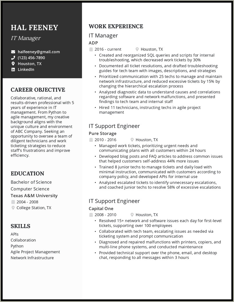 Resume Objective For Computer Information Systems