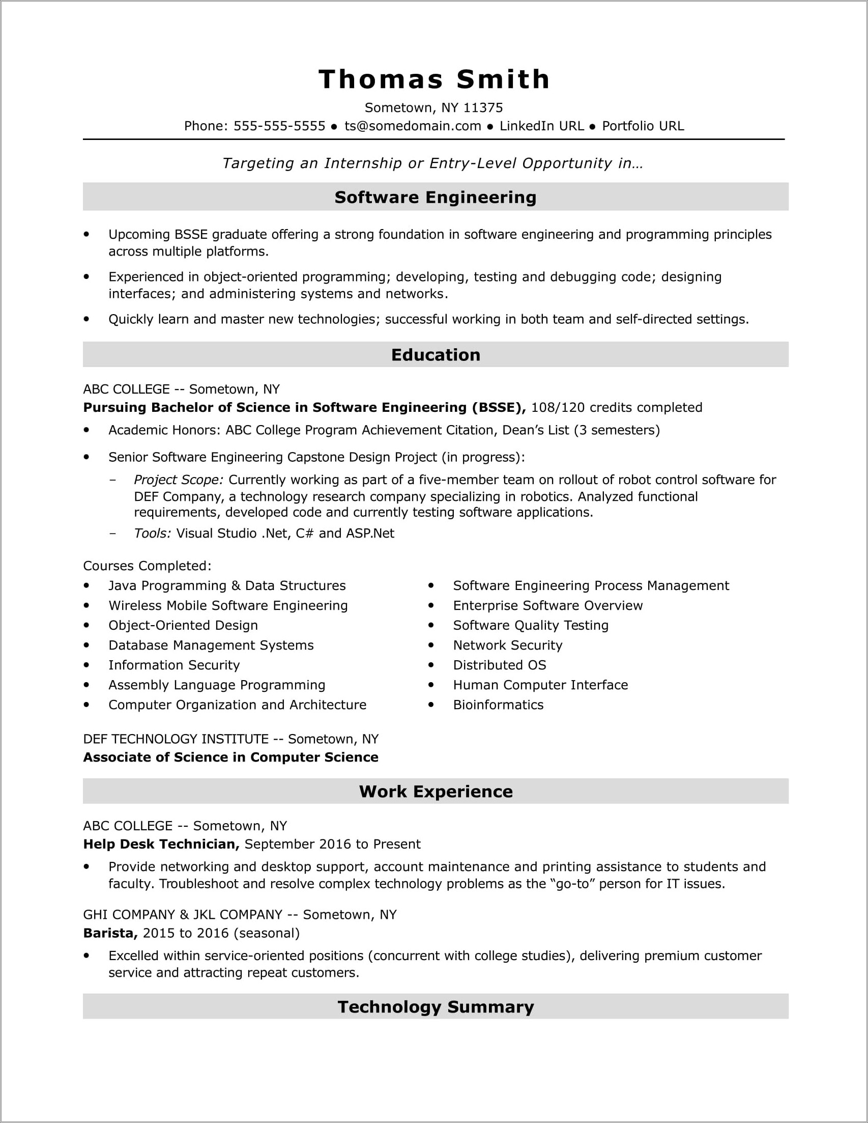 Resume Sample For Students Still In College