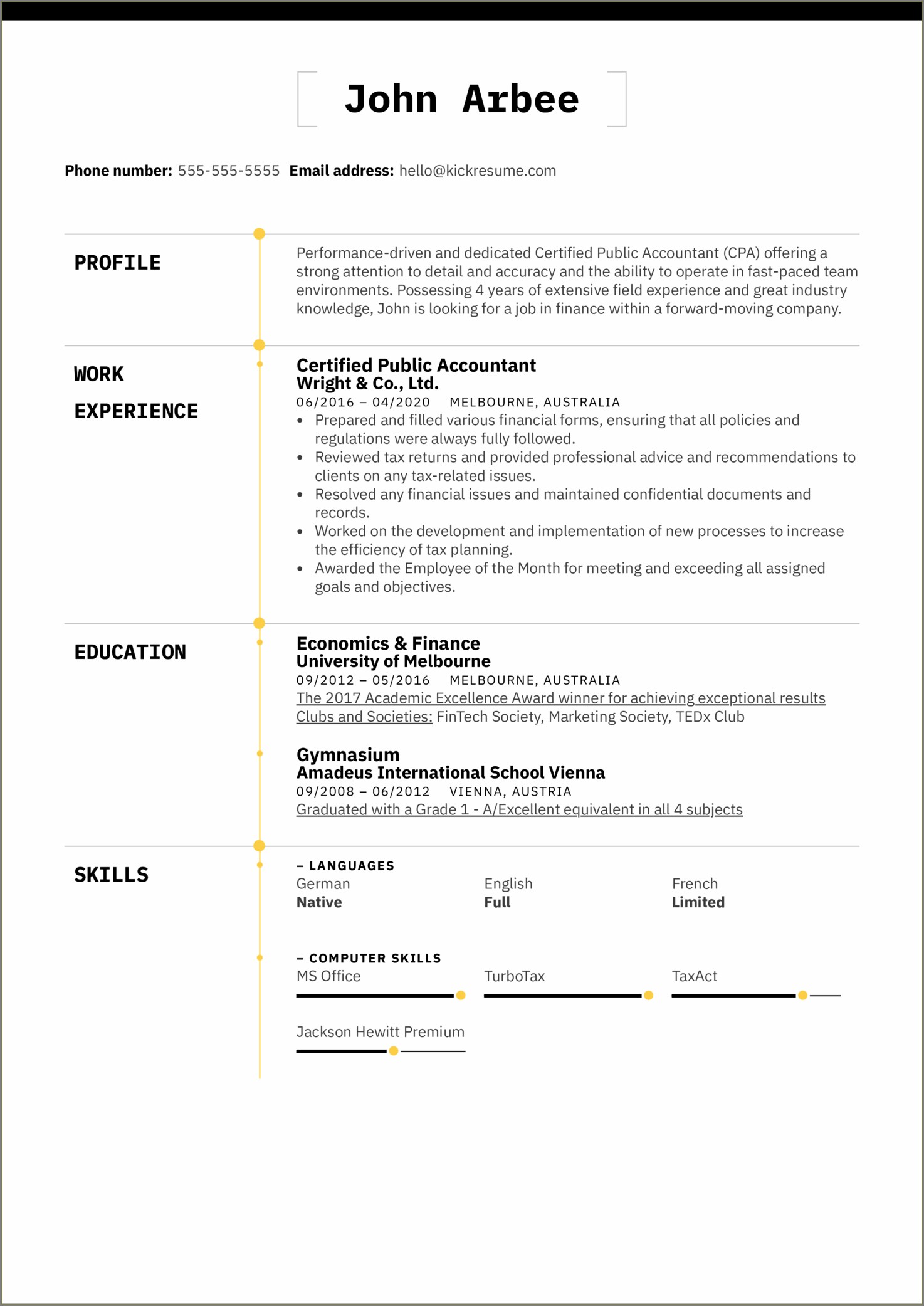 Resume Sample With Cpa In Process