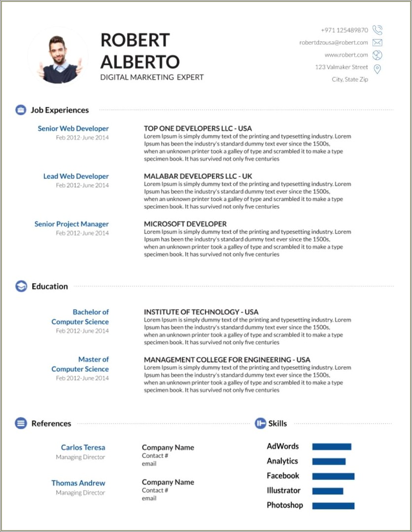 Resume Samples For Experienced In Word Format Download