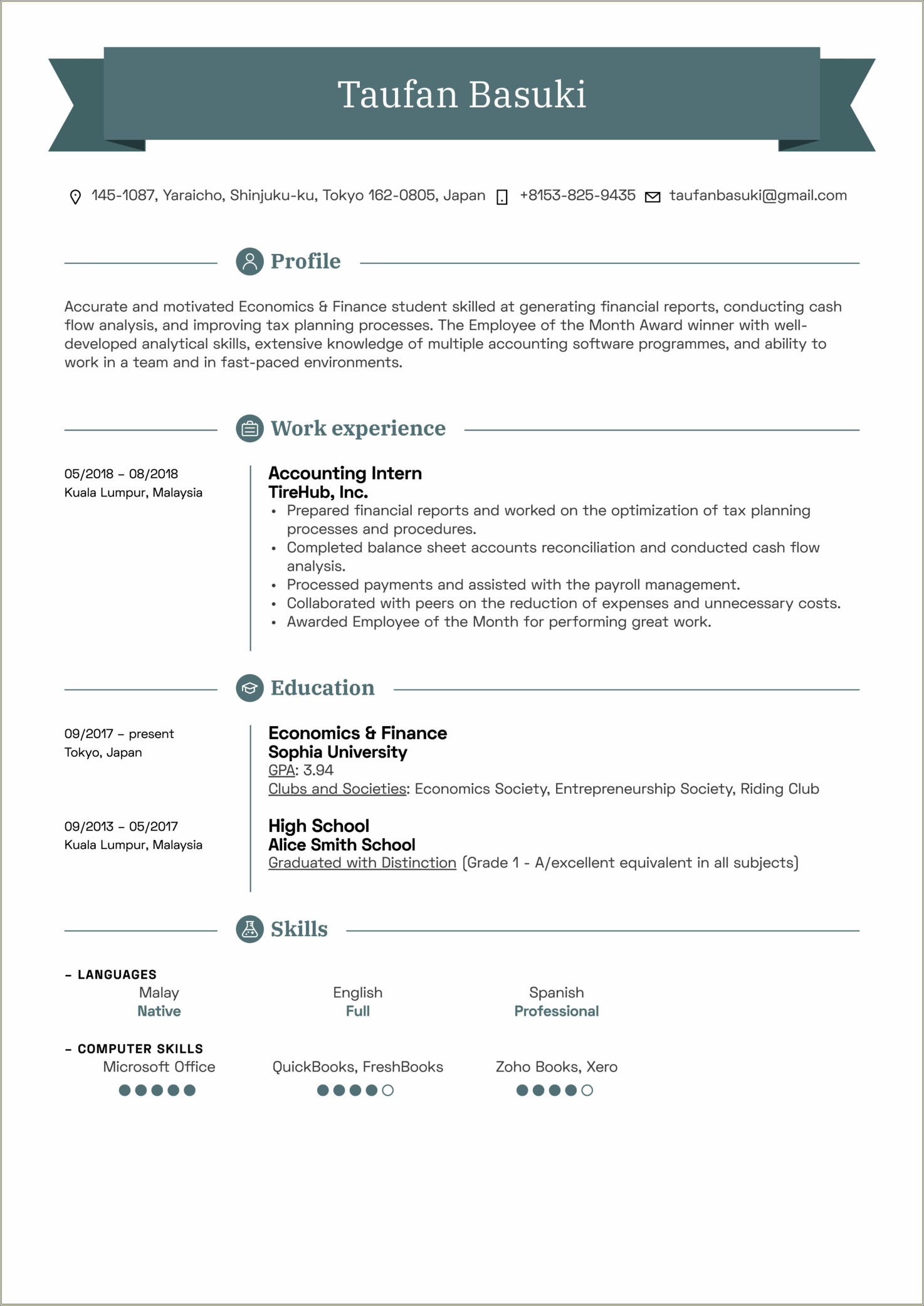 Resume Samples In Finance And Accounting