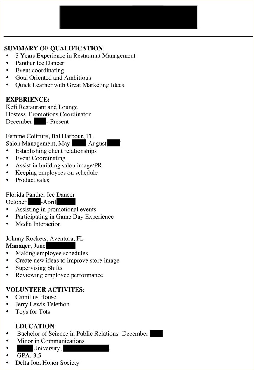 Sample College Student Resume For College Newspaper