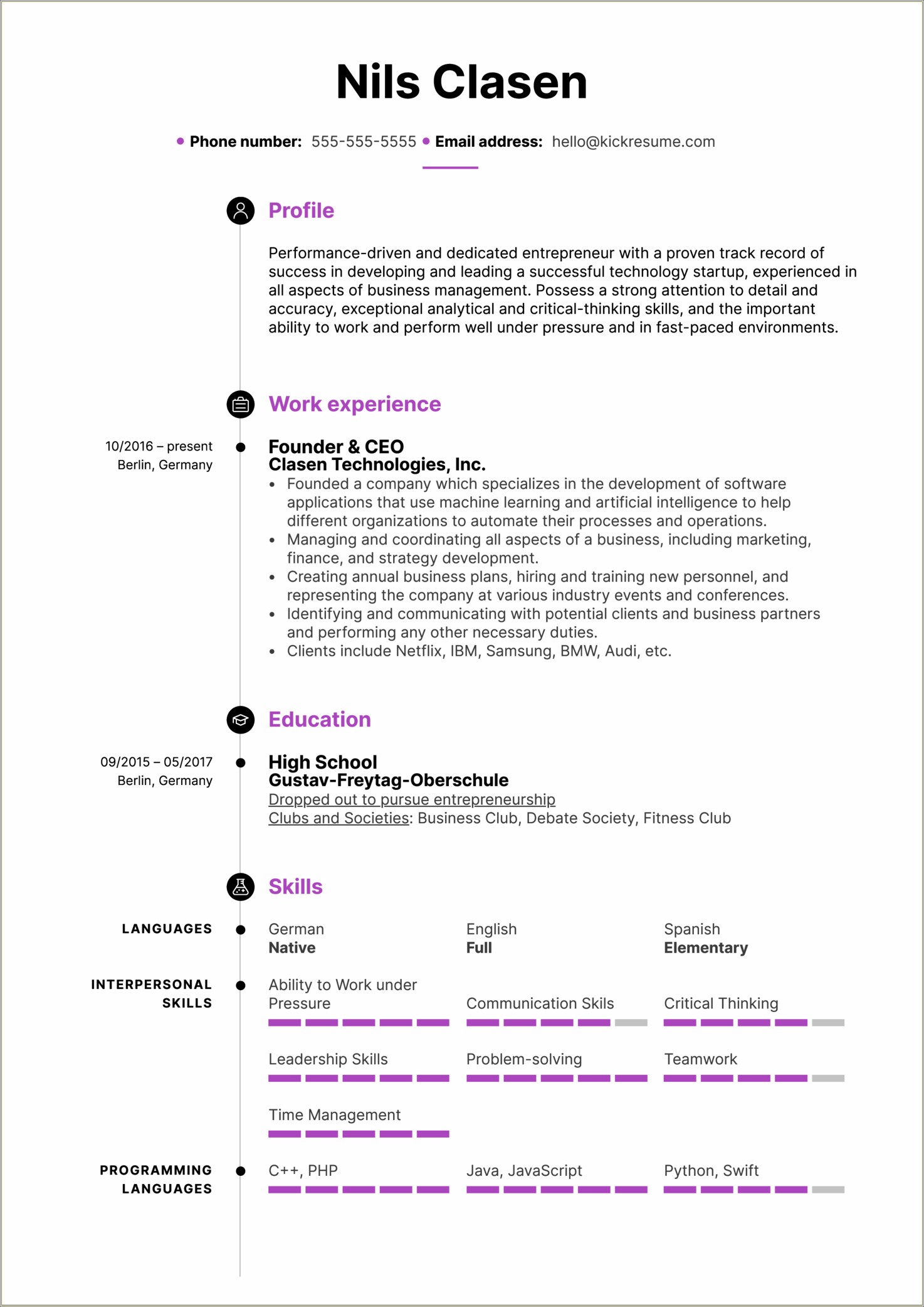 Sample High School Resume For College Application