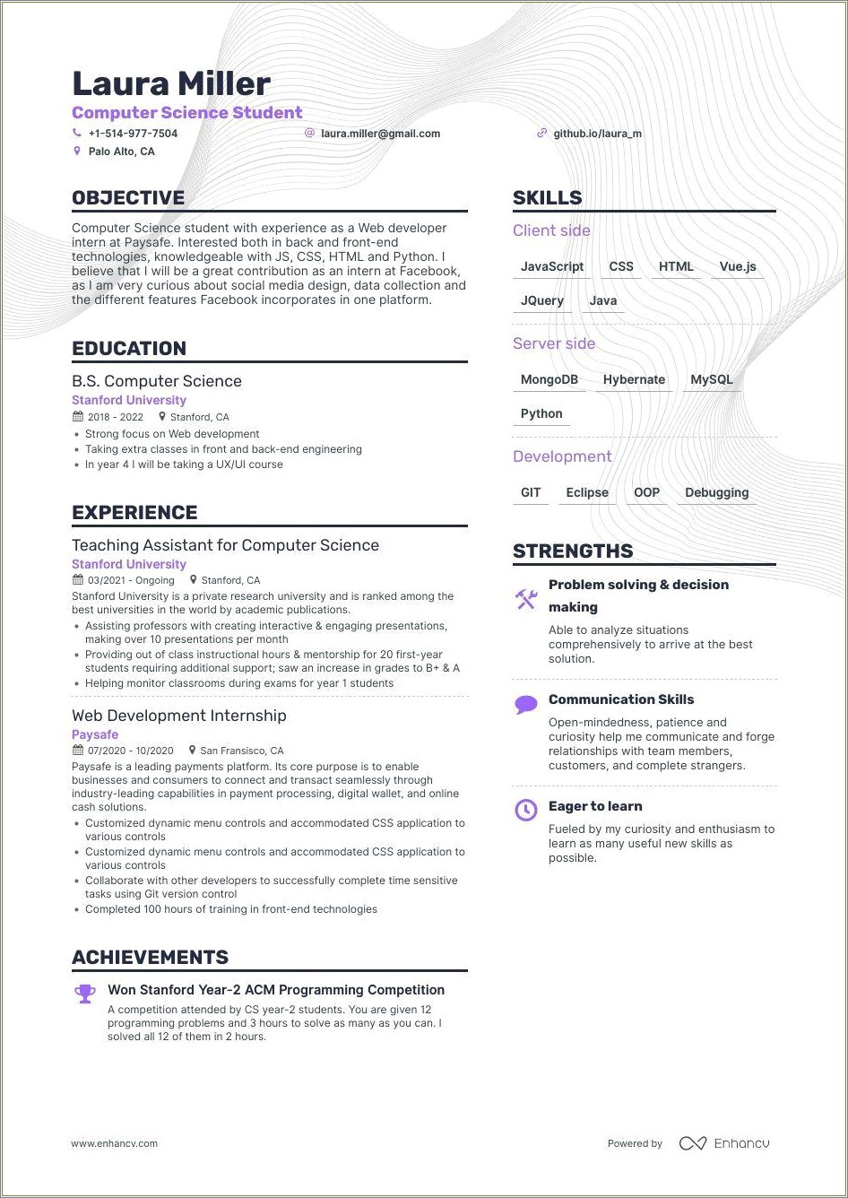 Sample Objective For Computer Science Resume