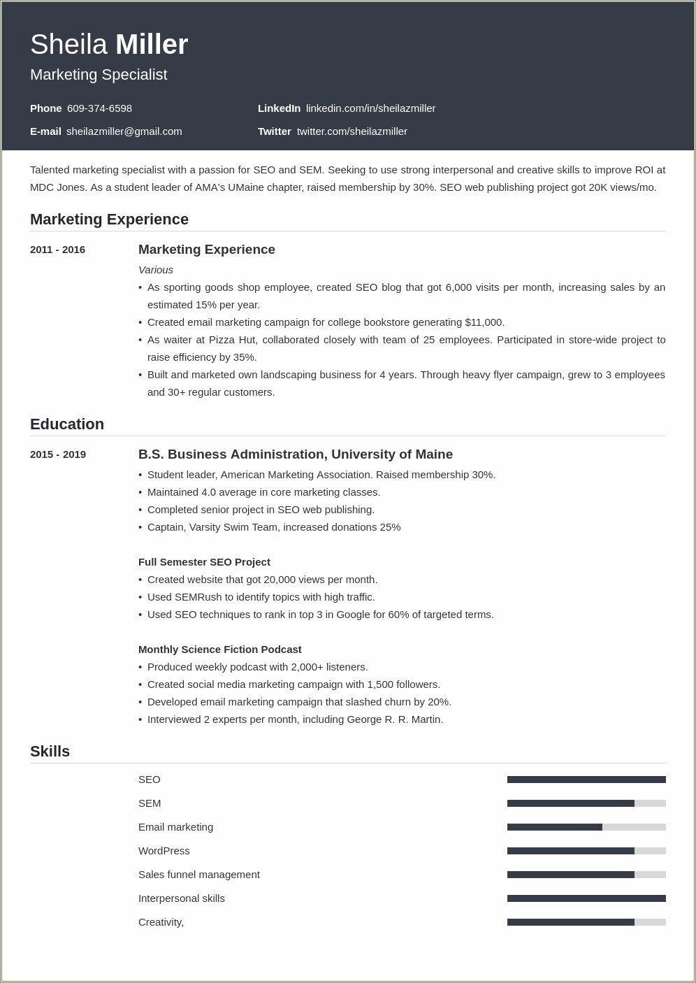 Sample Objectives Engineering In Resume College Student