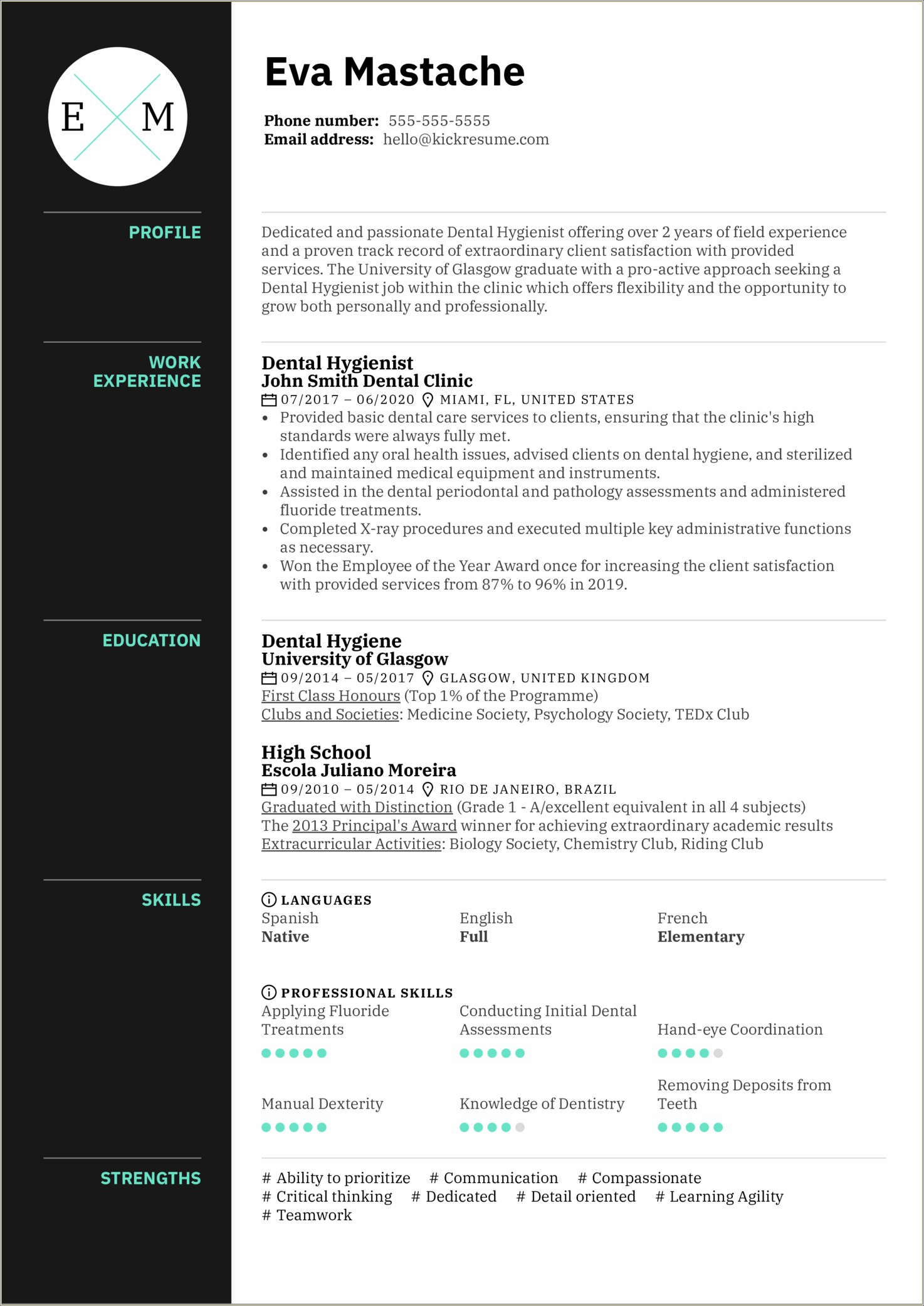 Sample Of Resume For Dental Assistant