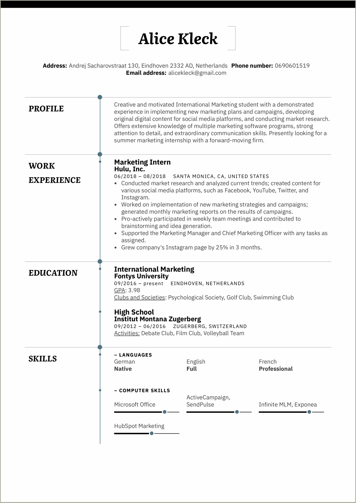 Sample Of Resume For Ojt Engineering Students