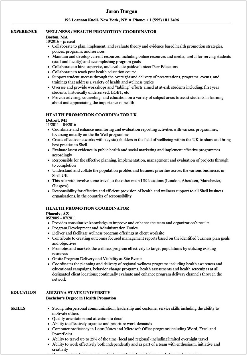 Sample Professional Resume To Het Promotion