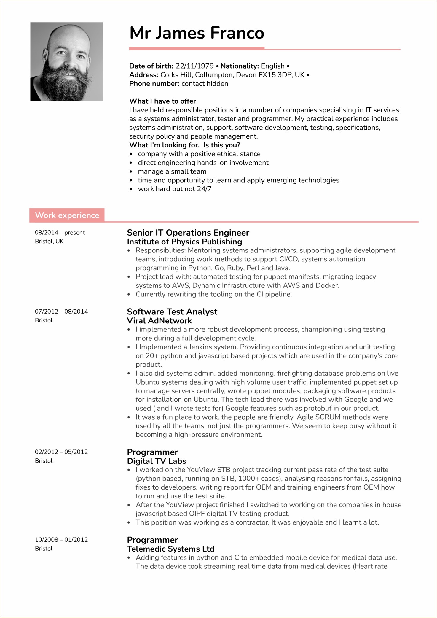 Sample Resume Experienced Engineer Java