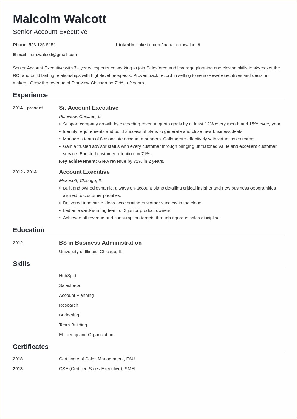 Sample Resume For Account Manager Non Sales