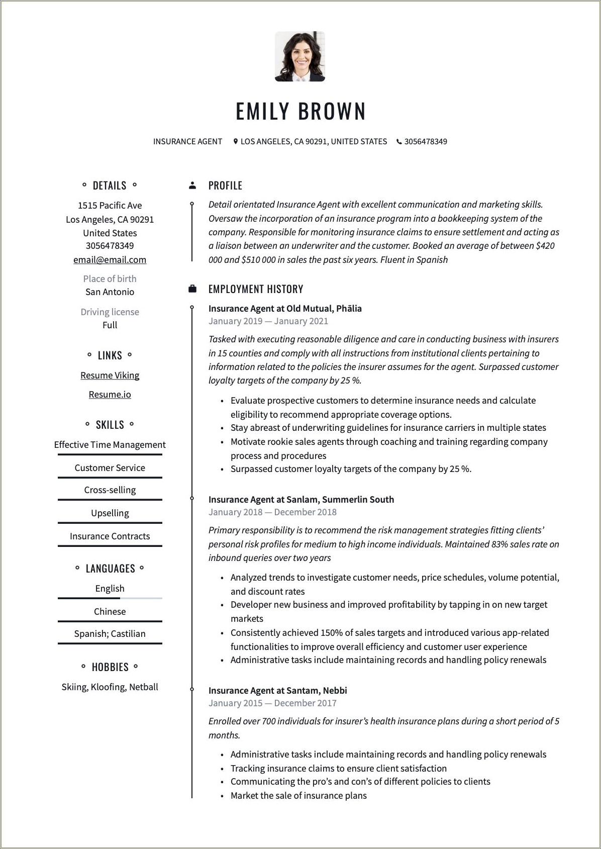 Sample Resume For An Insurance Underwriter