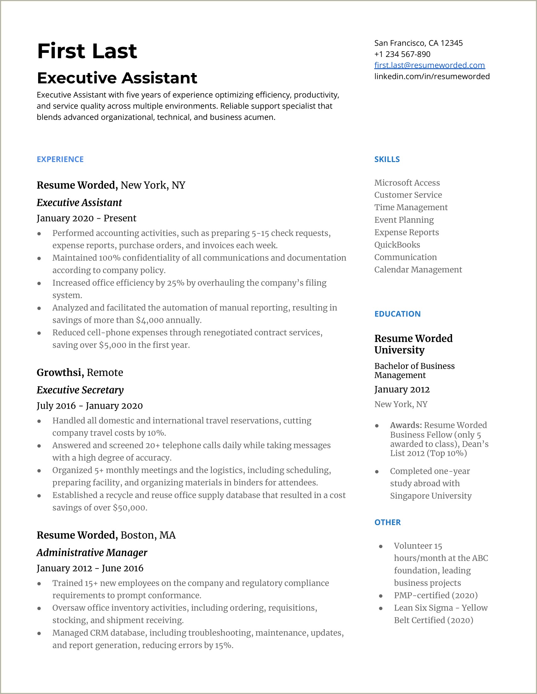 Sample Resume For Assistant Company Secretary