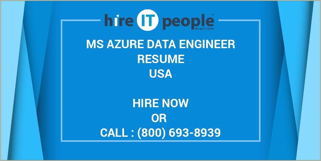 Sample Resume For Azure Data Factory