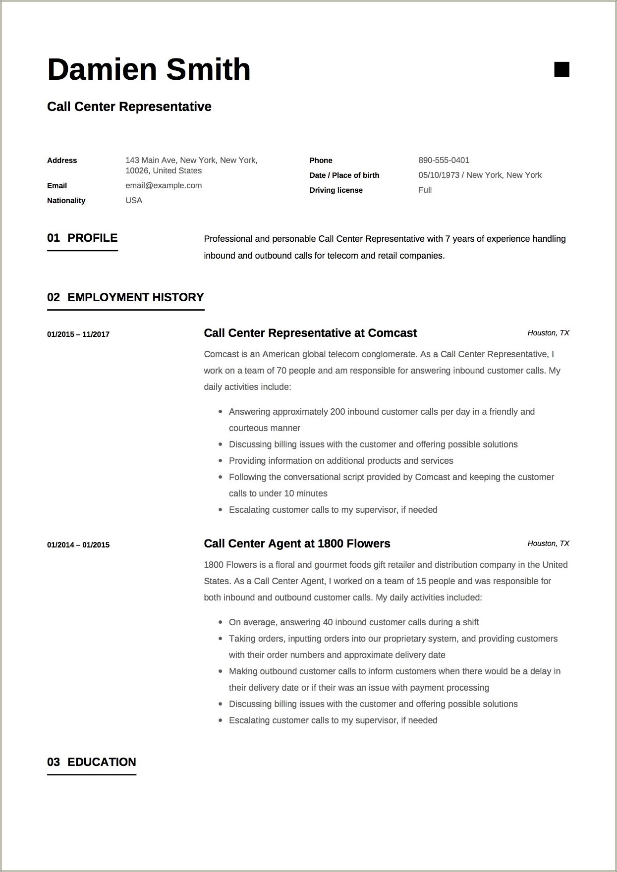 Sample Resume For Bpo Fresher Download