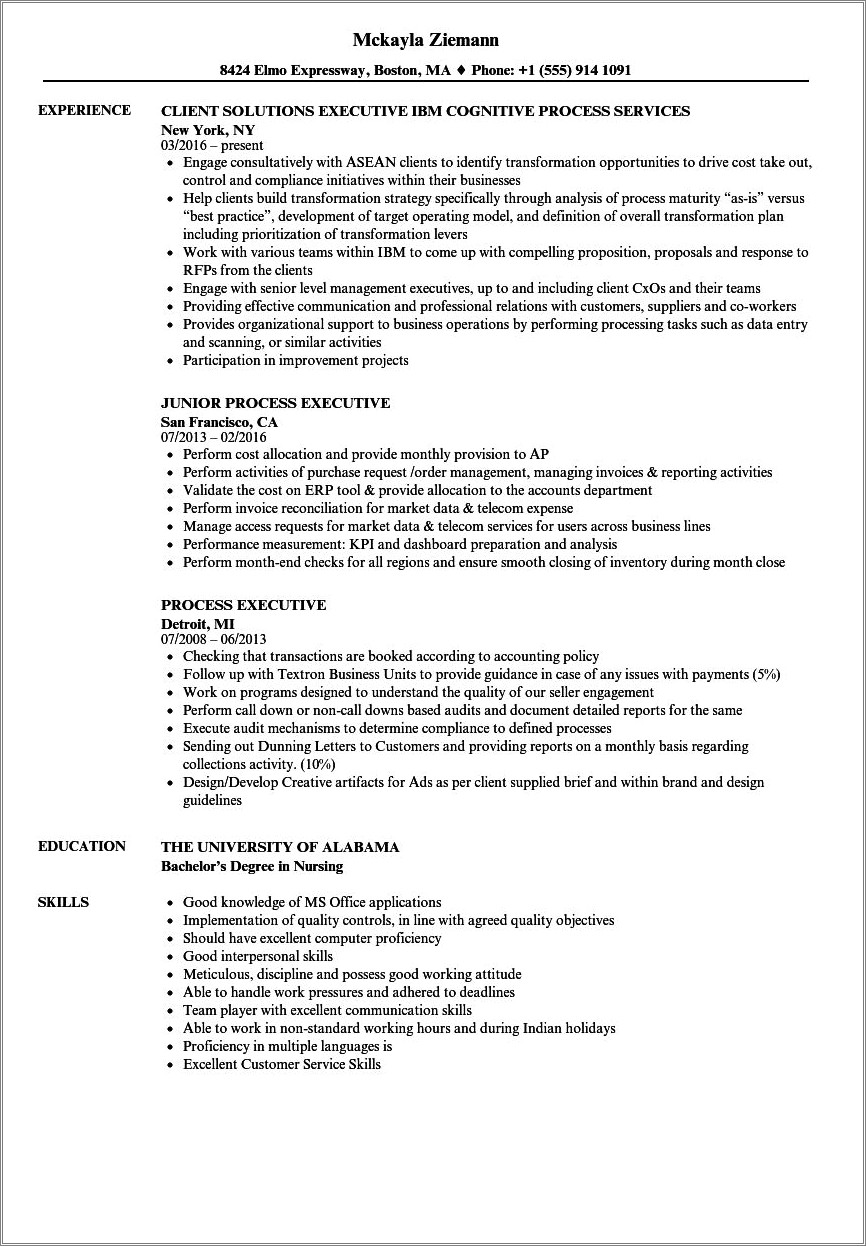 Sample Resume For Bpo Jobs Freshers