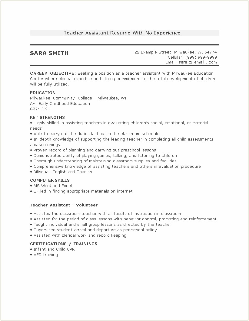 Sample Resume For College Student With No Experience