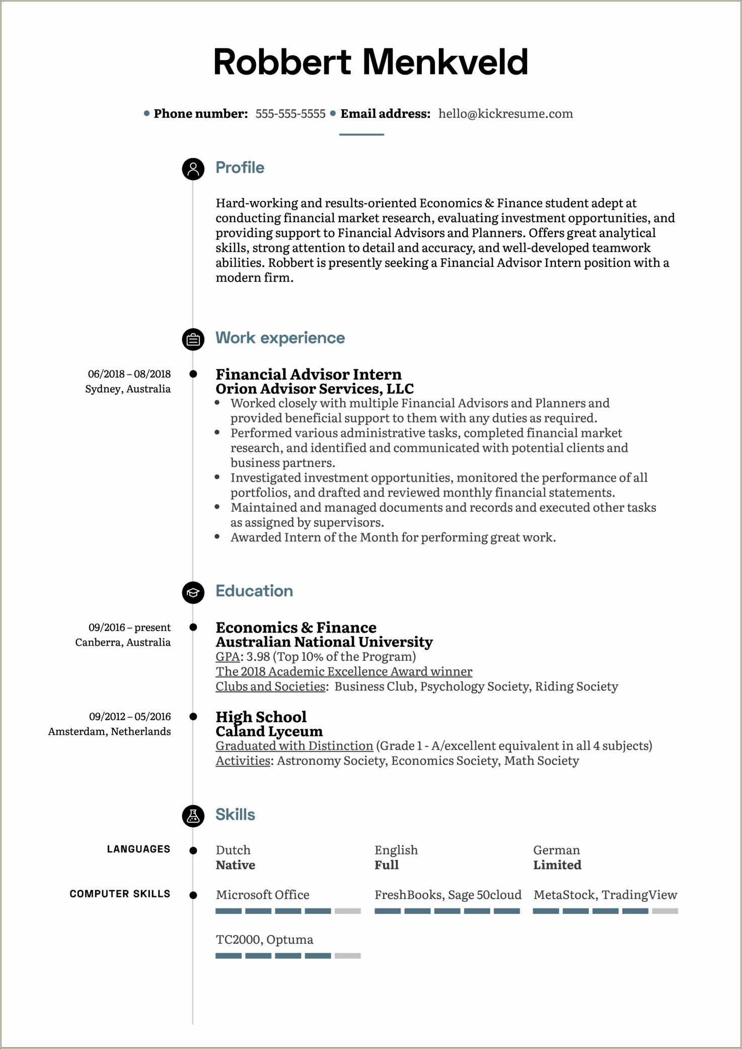 Sample Resume For College Students For Internship