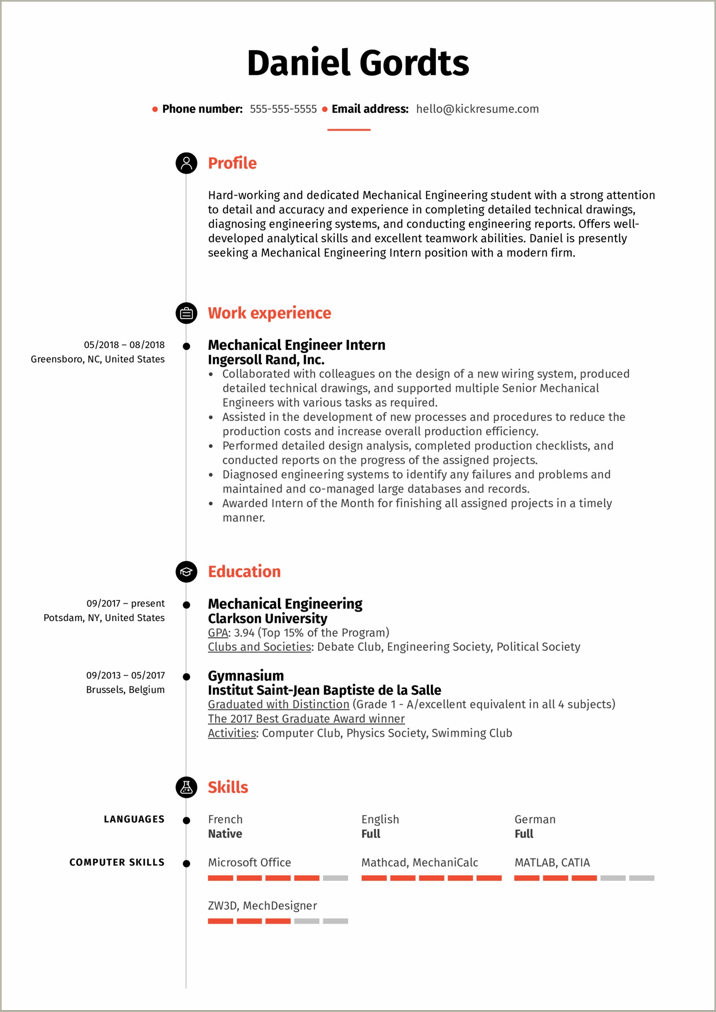 Sample Resume For College Students Seeking Internships