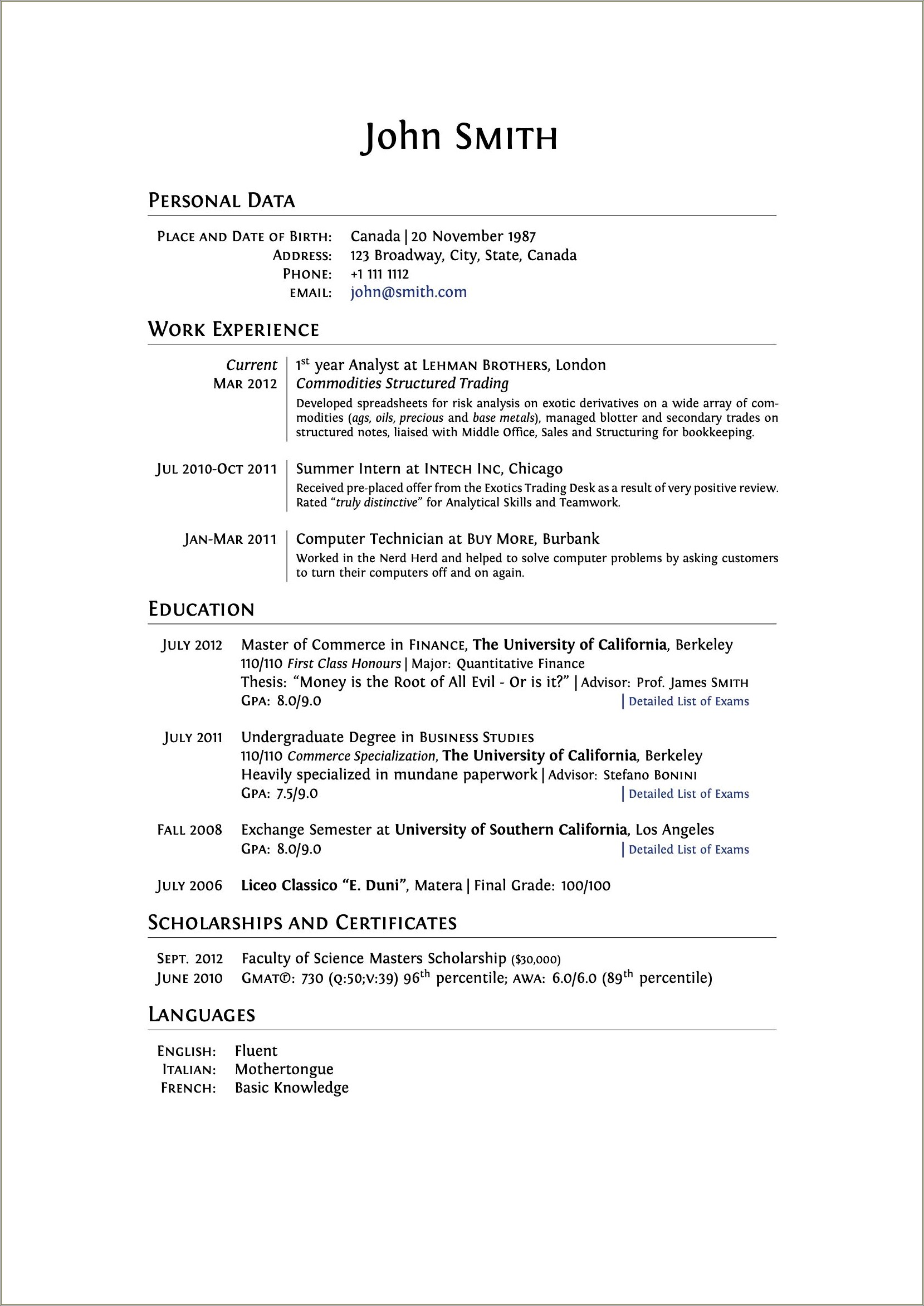 Sample Resume For Computer Science Faculty
