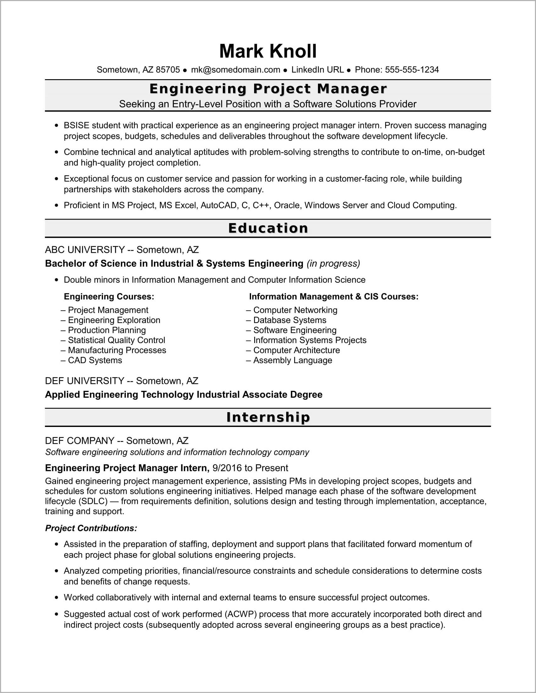 Sample Resume For Control M Jobs