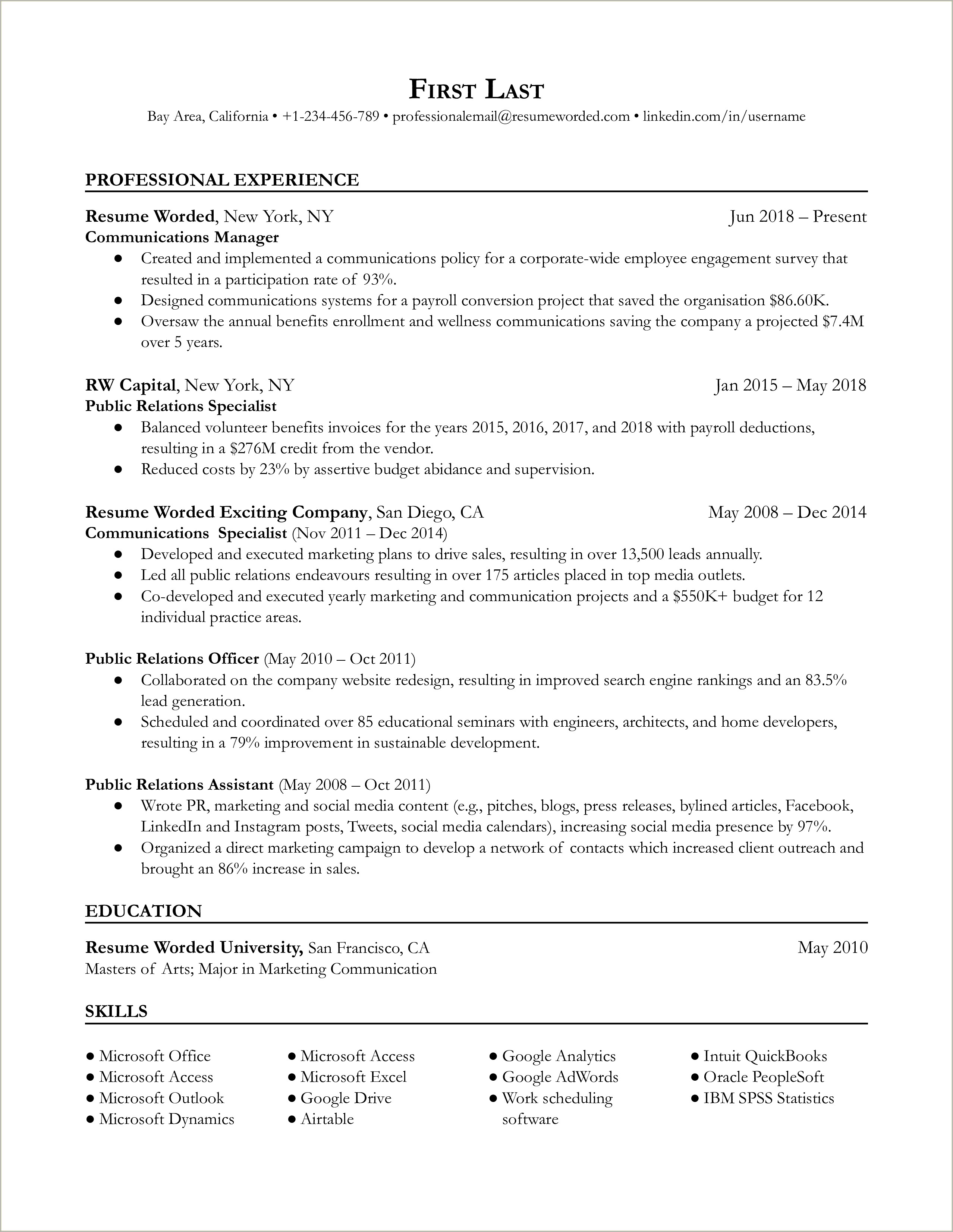 Sample Resume For Corporate Communication Executive