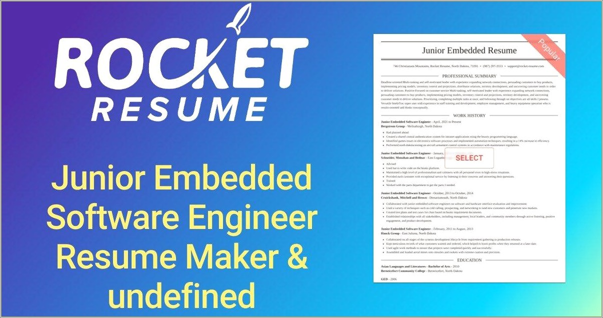 Sample Resume For Embedded Engineer