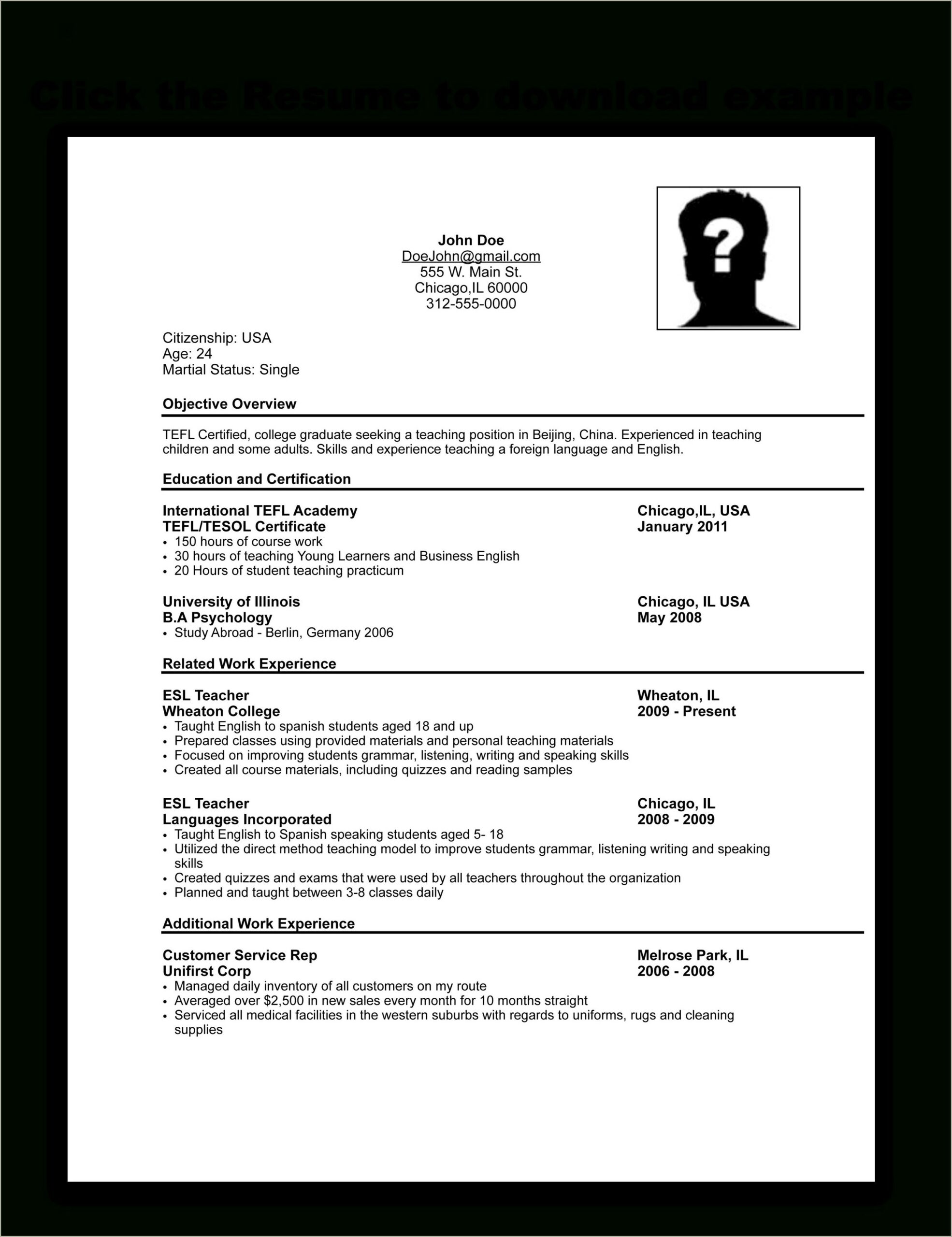Sample Resume For English Teachers In The Philippines