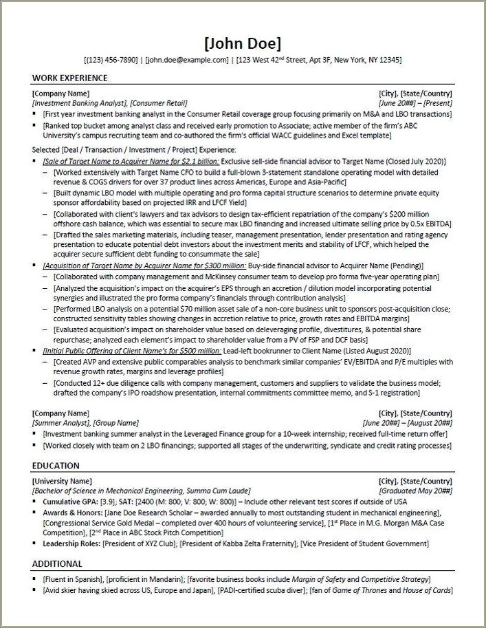 Sample Resume For Experienced Candidates Pdf