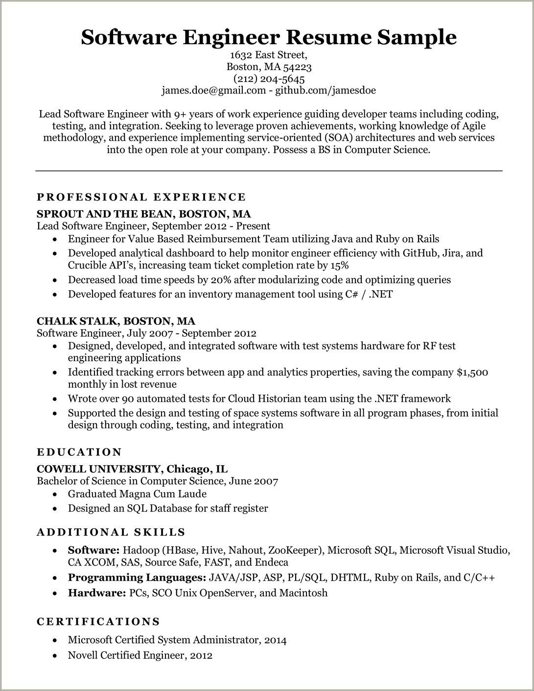 Sample Resume For Experienced Net Professional