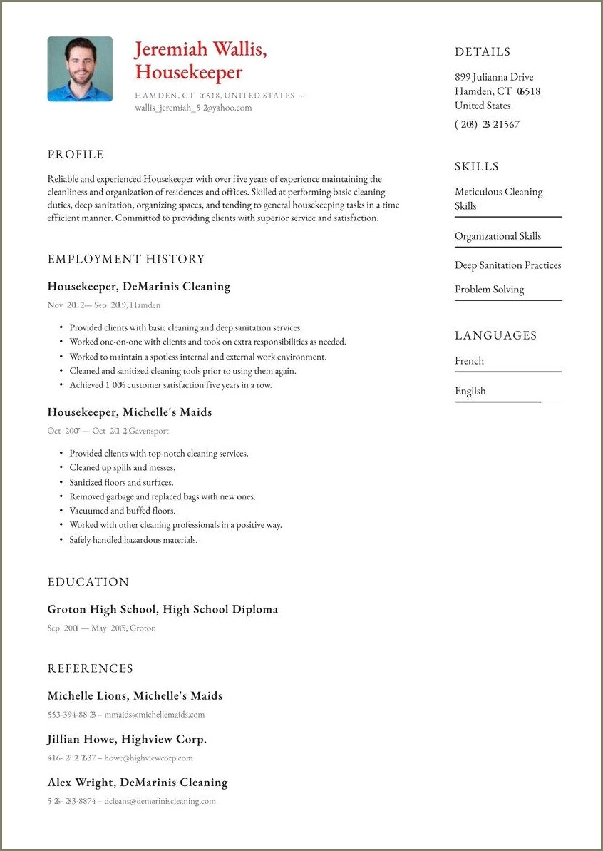 Sample Resume For Freshers In Hospitality Industry