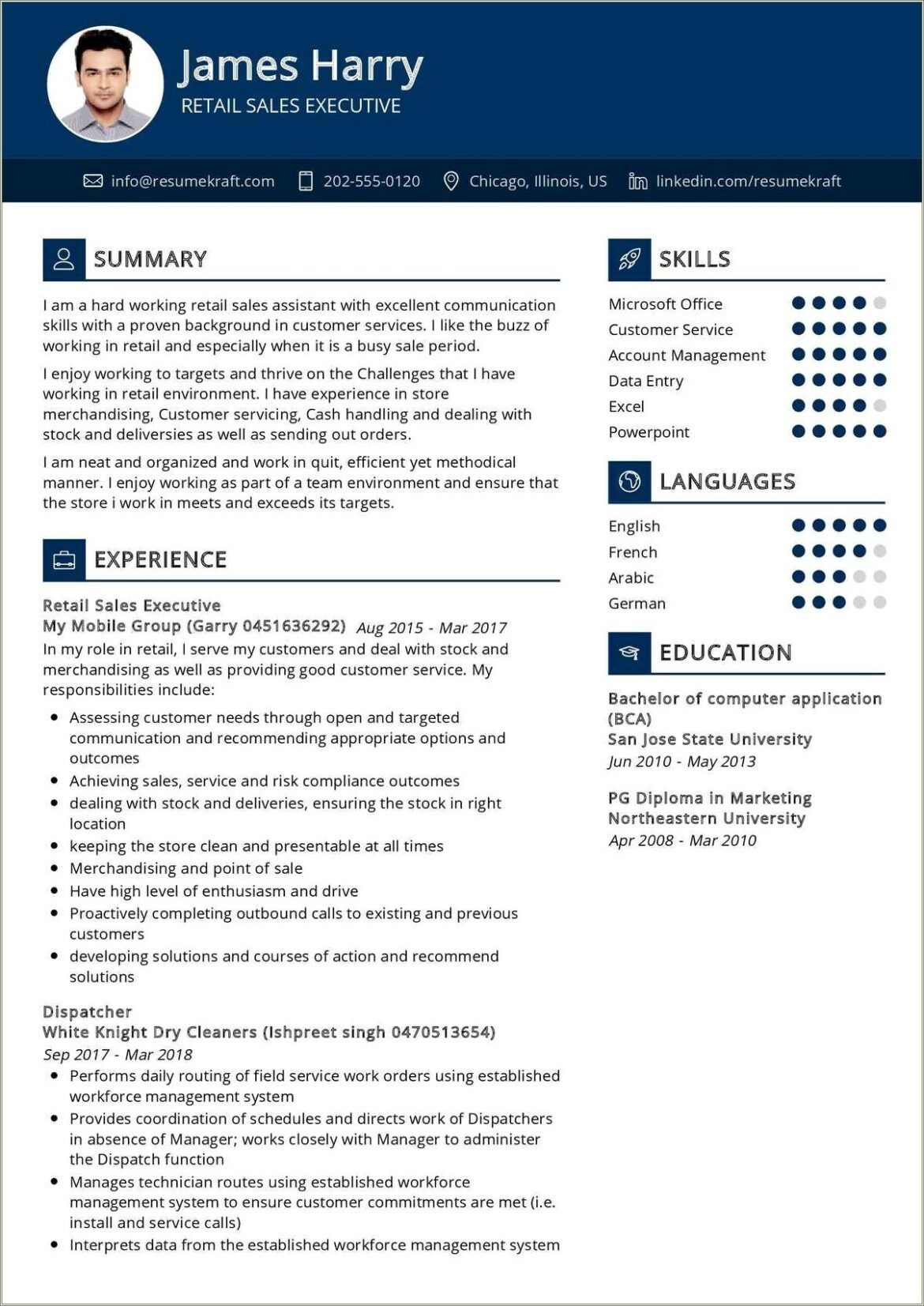 Sample Resume For High End Retail Sales