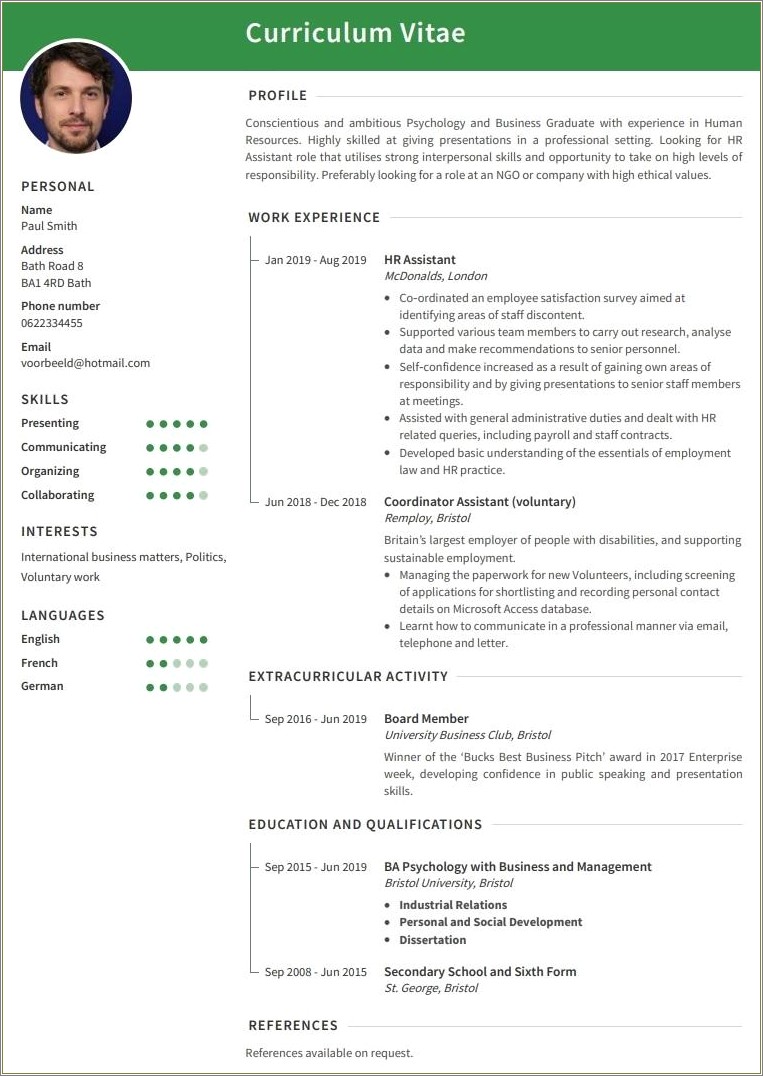 Sample Resume For Hr Assistant Fresh Graduate