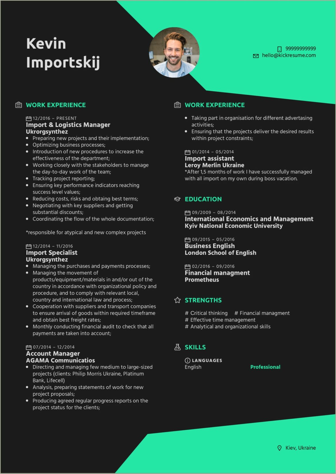 Sample Resume For Import Export Executive