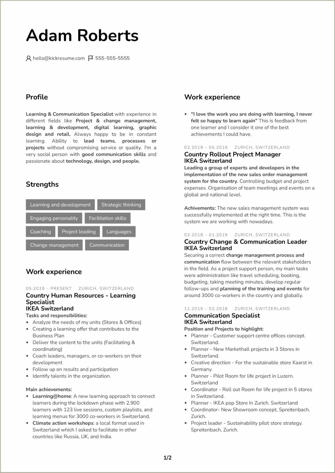 Sample Resume For Learning And Development Specialist