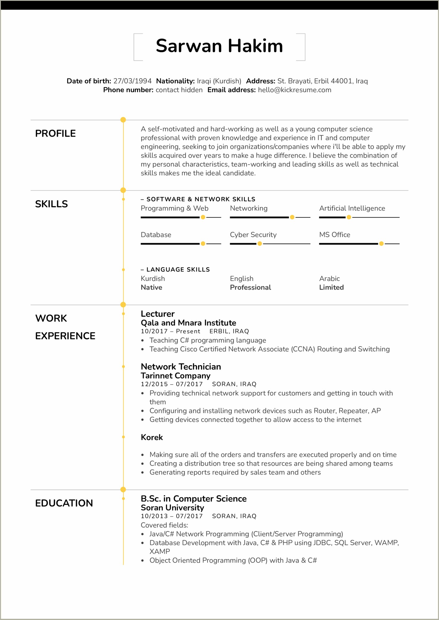 Sample Resume For Lecturer In Computer Science